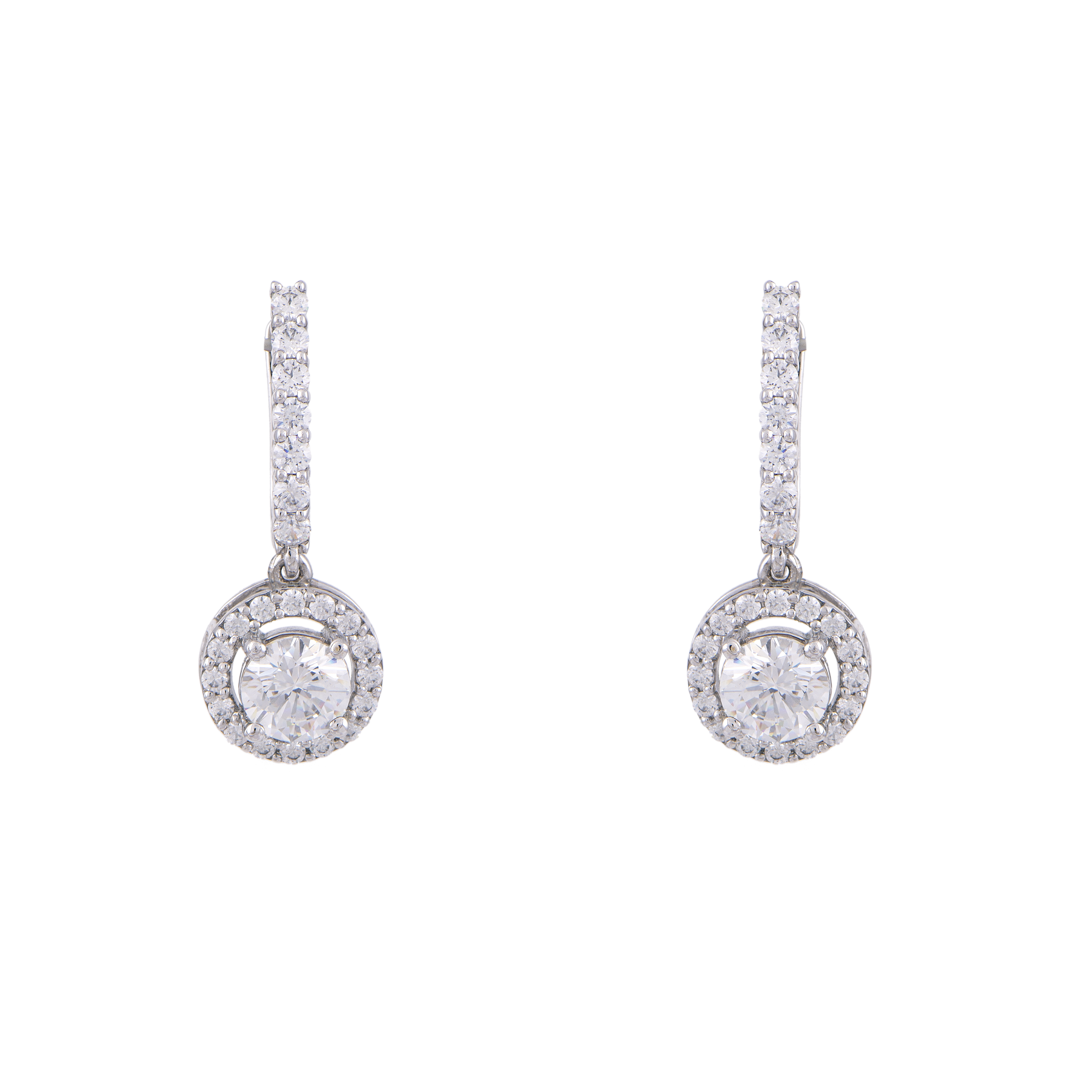 Round Solitaire Drop Earrings